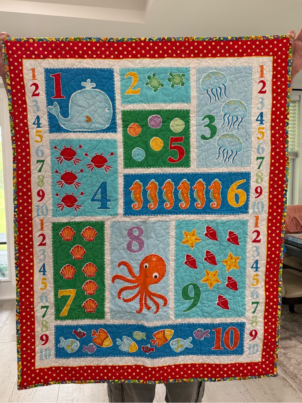 Kids Ocean Numbers Play Quilt - Multicolor